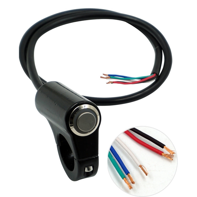 Motorcycle Electric Car Modified Accessories Faucet Handlebar Aluminum Alloy Speaker Large Light Shot Lamp Switch, Self-reset Flat Button 2 Line, Green Light Self-reset Flat Button 5 Line, Blue Light Self-lock Protruding Button 5 Line