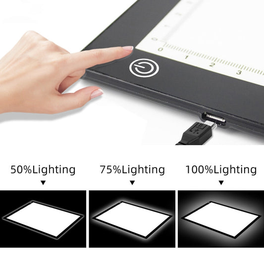 Copy Station Anime Drain Station LED Copy Board With Magnetic Suction Light Board Drawing Plate With USB Cable, A4 3 Gear Dimming (Black), A4 Stepless Dimming (Black), A3 3 Gear Dimming (Black), A3 Stepless Dimming (Black)
