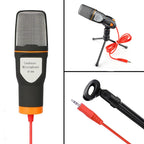 SF-666 Computer Voice Microphone With Adapter Cable Anchor Mobile Phone Video Wired Microphone With Bracketcket, Black