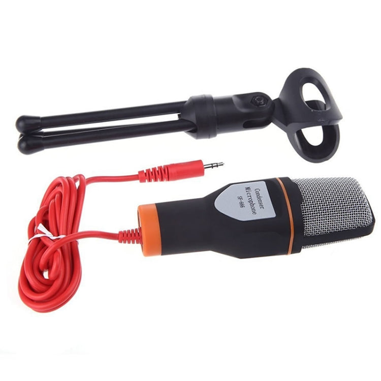 SF-666 Computer Voice Microphone With Adapter Cable Anchor Mobile Phone Video Wired Microphone With Bracketcket, Black