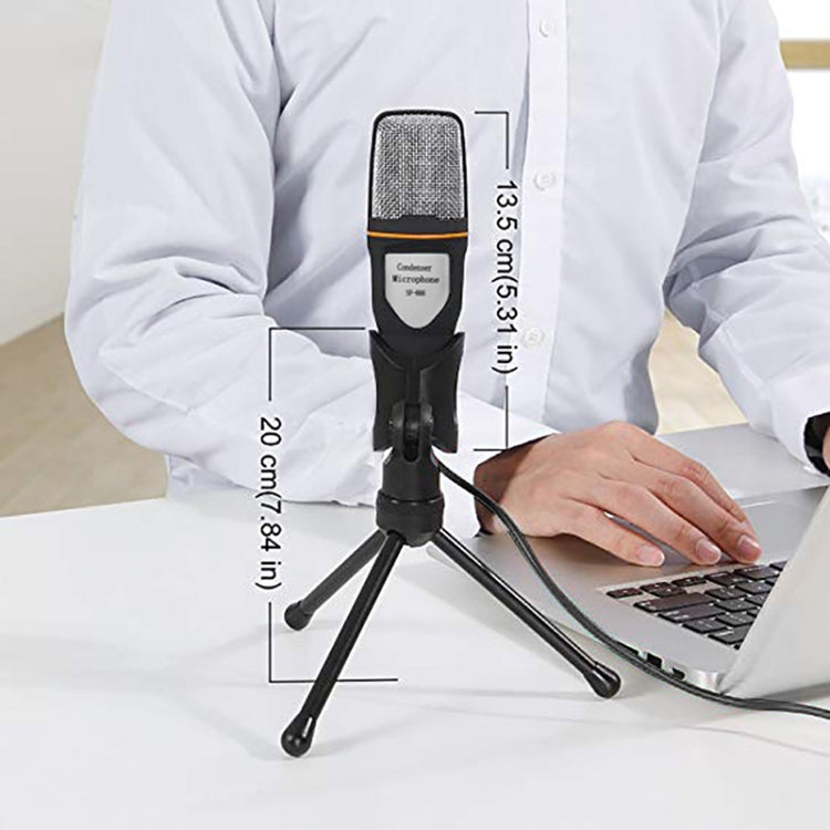 SF-666 Computer Voice Microphone With Adapter Cable Anchor Mobile Phone Video Wired Microphone With Bracketcket, Black