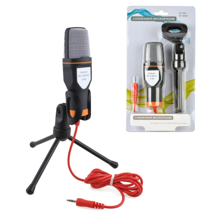 SF-666 Computer Voice Microphone With Adapter Cable Anchor Mobile Phone Video Wired Microphone With Bracketcket, Black