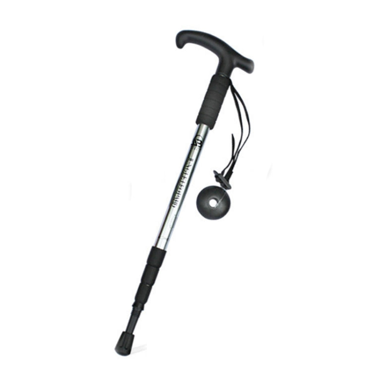 JUNGLELEOPARD Four-Section Curved Handle Aluminum Alloy Trekking Pole, Silver White#52-110cm, Red#52-110cm, Black#52-110cm, Blue#52-110cm