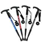 JUNGLELEOPARD Four-Section Curved Handle Aluminum Alloy Trekking Pole, Silver White#52-110cm, Red#52-110cm, Black#52-110cm, Blue#52-110cm