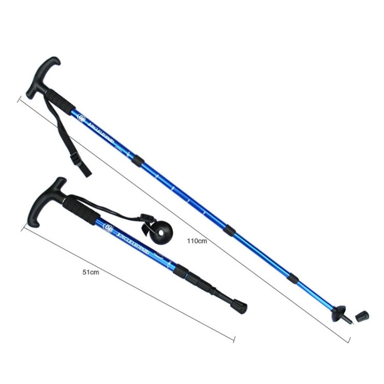 JUNGLELEOPARD Four-Section Curved Handle Aluminum Alloy Trekking Pole, Silver White#52-110cm, Red#52-110cm, Black#52-110cm, Blue#52-110cm