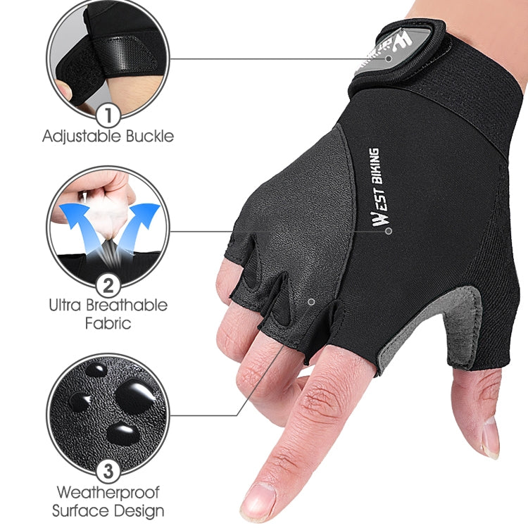 WEST BIKING YP0211210 Mountain Cycling Gloves Half Finger Breathable Anti-Slip Gloves Riding Equipment, M, L, XL