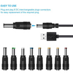 DC Power Cord USB Multi-Function Interchange Plug USB Charging Cable, 8 in 1, 11 in 1
