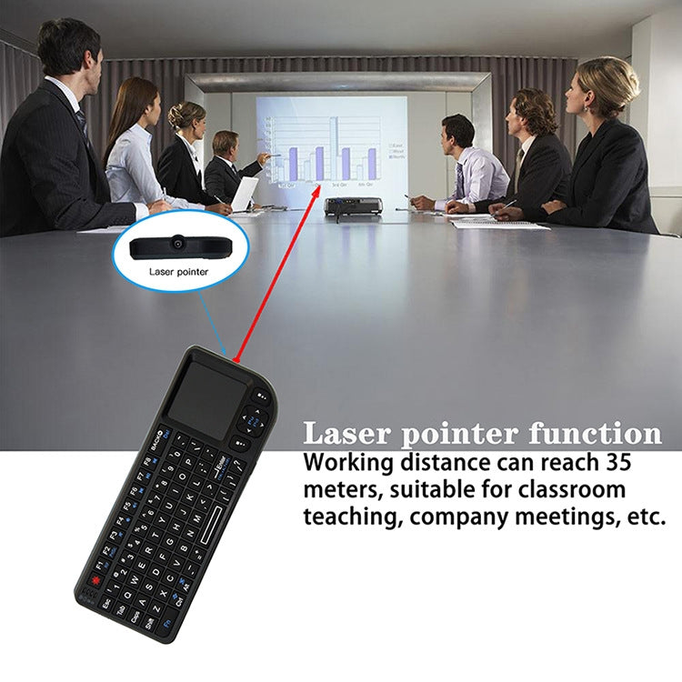 A8 Mini Wireless Mouse And Keyboard With Laser Touchpad Keyboard, English White Backlight, English Colorful Backlight