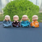 In Car Cute Four Little Monks Ornaments Car Interior Decorations Specification：, Not Swing, Crystal Base Not Swing