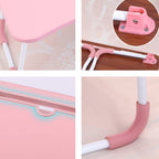 USB Folding Computer Desk With Fan & Lamp, Size: 60x40x28cm, Cool Black, Teenage Pink, Sky Blue, White Maple, Walnut, Eye Grotection Green