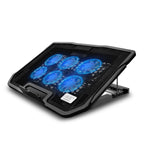 NUOXI H9 Notebook Radiator Computer Base Fan Bracket Pad, 6 Fans Black