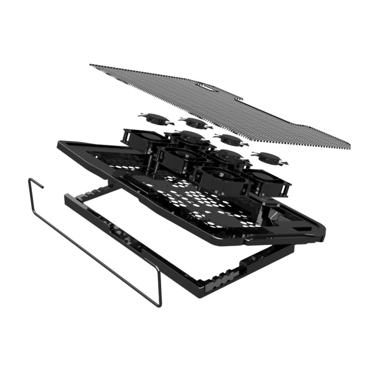 NUOXI H9 Notebook Radiator Computer Base Fan Bracket Pad, 6 Fans Black