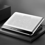 NUOXI Q5 Notebook Radiator Base Computer Aluminum Alloy Plate Pad Fan Bracket, Silver, Black