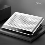 NUOXI Q5 Notebook Radiator Base Computer Aluminum Alloy Plate Pad Fan Bracket, Silver, Black