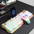 LIMEIDE T21 104Keys Wired Gaming Backlit Computer Manipulator Keyboard and Mouse Set, Cable Length: 1.4 m, Black, White