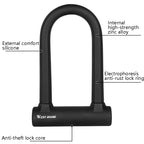 West Biking Bike Lock Motorcycle Wire Lock Anti-Hydraulic Pressure Cut Anti-Theft Lock, U-shaped Lock, U-shaped Lock+Cable