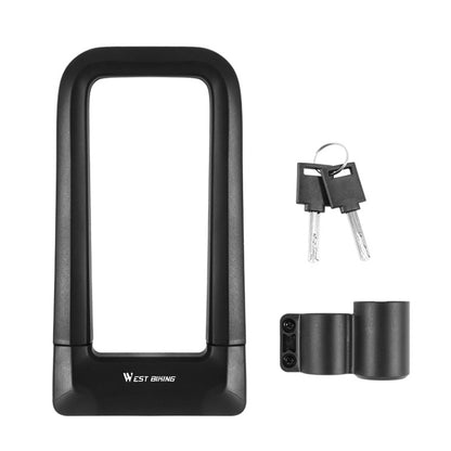 West Biking Silicone U-Shaped Lock Bicycle Lock Universal Waterproof Anti-Collision Alloy Key Lock, Key Lock