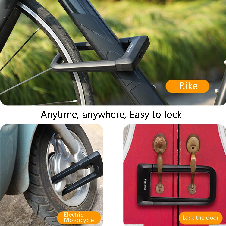 West Biking Silicone U-Shaped Lock Bicycle Lock Universal Waterproof Anti-Collision Alloy Key Lock, Key Lock