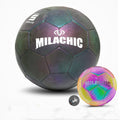 MILACHIC PU Leather Machine Stitch Reflective Football, Specification: Number 4 (Neon 5033), Number 4 (Neon 5033), Number 4 (Colorful 5031), Number 5 (Neon 5032), Number 5 (Colorful 5034), Number 5 (Black Gray Rhombic 5039)                             ...