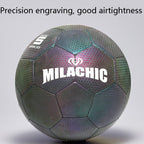MILACHIC PU Leather Machine Stitch Reflective Football, Specification: Number 4 (Neon 5033), Number 4 (Neon 5033), Number 4 (Colorful 5031), Number 5 (Neon 5032), Number 5 (Colorful 5034), Number 5 (Black Gray Rhombic 5039)                             ...