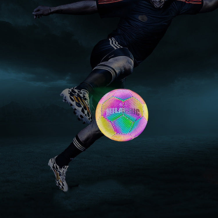MILACHIC PU Leather Machine Stitch Reflective Football, Specification: Number 4 (Neon 5033), Number 4 (Neon 5033), Number 4 (Colorful 5031), Number 5 (Neon 5032), Number 5 (Colorful 5034), Number 5 (Black Gray Rhombic 5039)                             ...