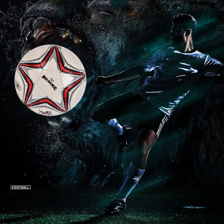 MILACHIC Big Five-pointed Star Pattern Explosion-Proof PU Leather Competition Training Football, Number 4 ( For 5-7 People), Number 5 ( For 11 People)