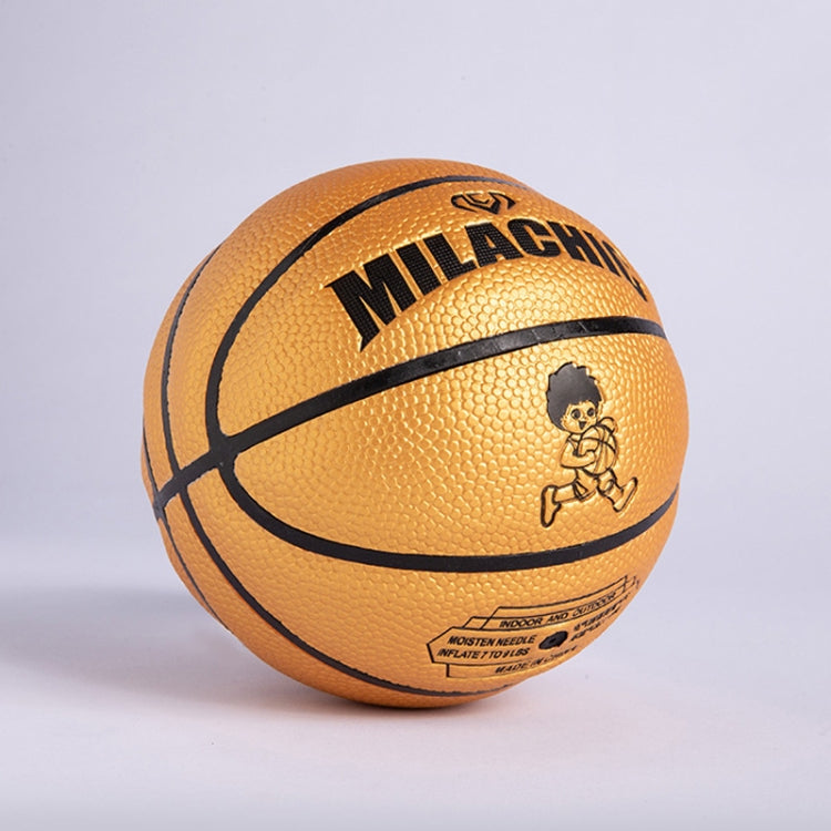 MILACHIC Number 1 Mini Rubber Hollow Glue Stretch Training Basketball, Gold, Yellow, Black, Orange, Red