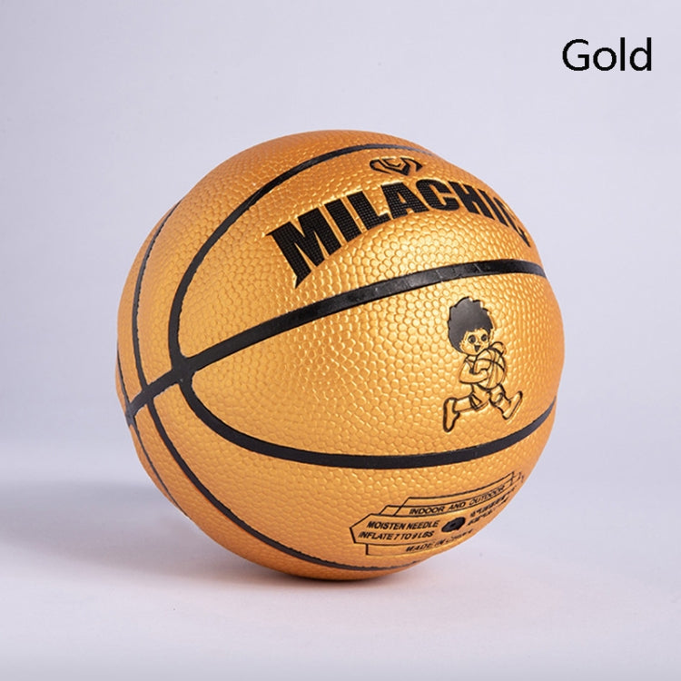 MILACHIC Number 1 Mini Rubber Hollow Glue Stretch Training Basketball, Gold, Yellow, Black, Orange, Red