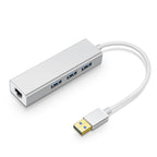 YH-U1009 3 x USB 3.0 + RJ45 to USB 3.0 External Drive-Free HUB for Laptops, Random Color Delivery