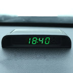 Solar Night Light Car Clock Automotive Electronic Clock Temperature, Time+Date+Week+Temperature