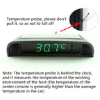 Solar Night Light Car Clock Automotive Electronic Clock Temperature, Time+Date+Week+Temperature