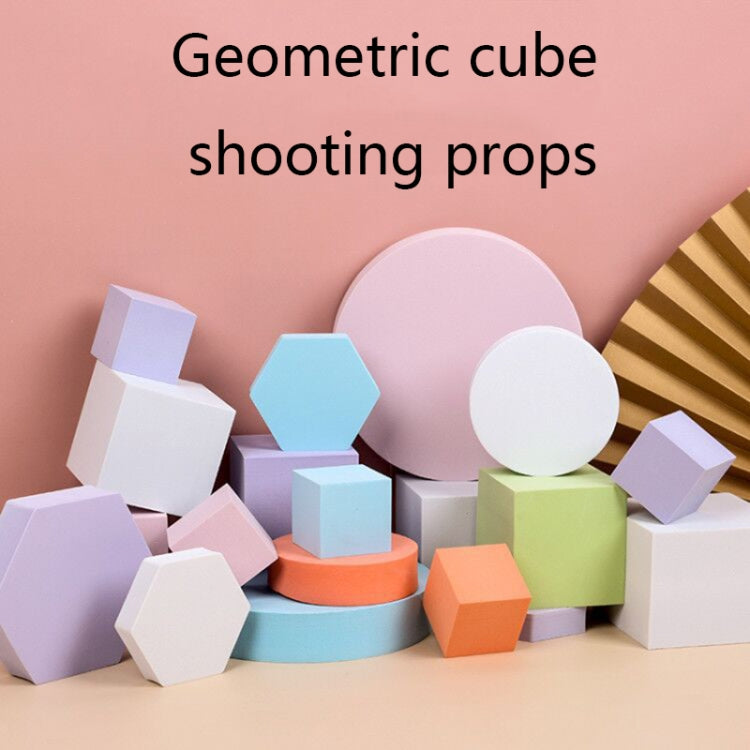 8 PCS Geometric Cube Photo Props Decorative Ornaments Photography Platform, Colour: 5 x 5 x 5cm Small White Square, Small Lake Blue Square, Large Lake Blue Square, Small Lake Blue Rectangular, Large Lake Blue Rectangular, Small Lake Blue Cylinder      ...