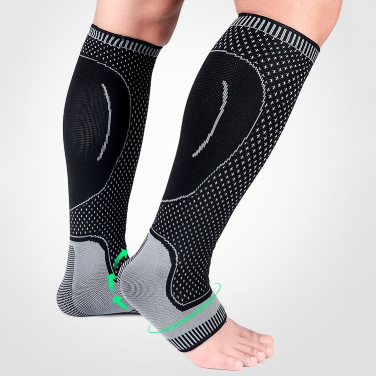 Lengthened Sports Protective Calf Cover Knitted Breathable Pressure Leg Cover Basketball Football Mountaineering Protective Gear, M (Black Gray), L (Black Gray), XL (Black Gray), M (Black Blue), L (Black Blue), XL (Black Blue), M (Black Red)           ...