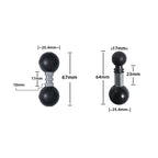 Industrial Instrument Bracket Locomotive Rubber Fixed Double Ball Adapter, 25.4-25.4mm Ball Head