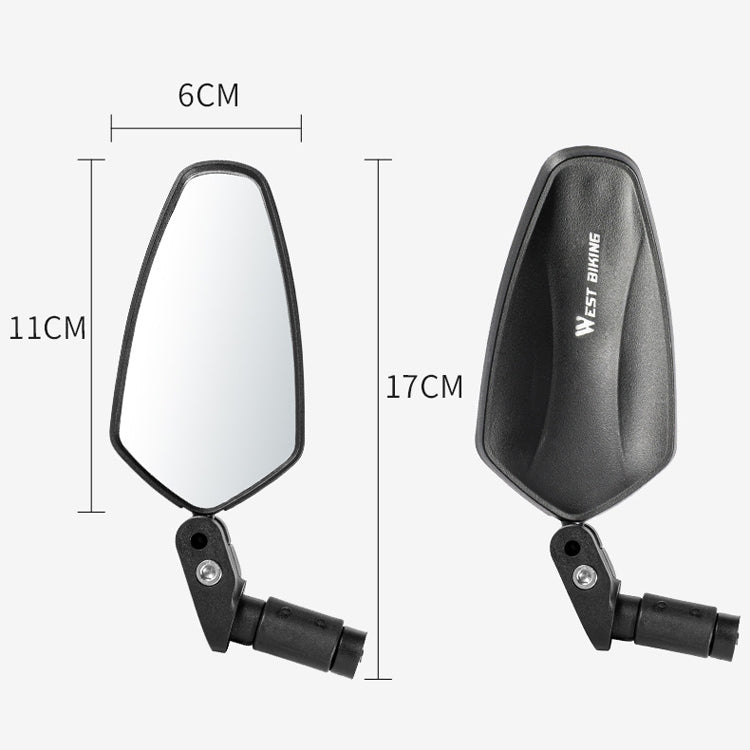 1 Pair WEST BIKING Bicycle Rearview Mirror Adjustable Mirror Mountain Bike Foldable Rearview Mirror