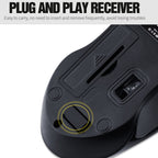 T-WOLF Q2 3-Buttons 1200 DPI 2.4GHz Wireless Mouse, Black, White, Pink