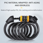 WEST BIKING YP0705061-0705062 Bicycle Password Lock Mountain Bicycle Strip Wire Anti-Theft Lock, 1.2M Four-digit, 1.5M Five-digit