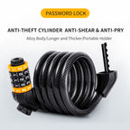 WEST BIKING YP0705061-0705062 Bicycle Password Lock Mountain Bicycle Strip Wire Anti-Theft Lock, 1.2M Four-digit, 1.5M Five-digit