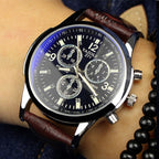 YAZOLE 271 Three-Eye Six-Hand Watch Men Auartz Watch Waterproof Business Watch, White Disk Black Belt, White Disk Brown Belt, Black Dish Black Belt, Black Tray Brown Belt, Black Shell Brown Belt, Black Shell Black Belt, White Disk Light Brown Belt     ...
