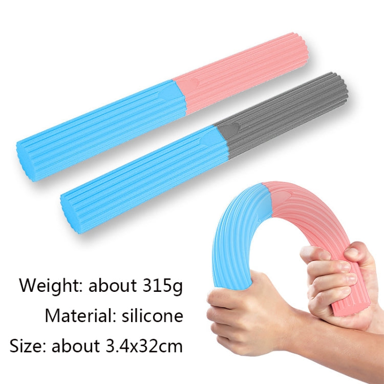 Silicone Multifunctional Fitness Bar Rehabilitation Training Arm Strength Bar Wrist Strength Forging Resistance Bar, 3.4x32cm Light Blue + Pink, 3.4x32cm Light Blue + Gray