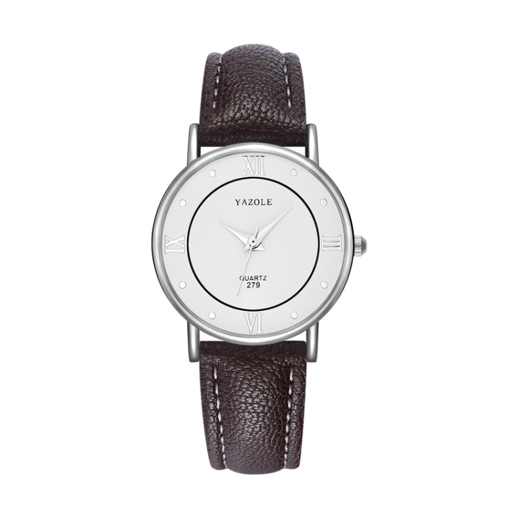 YAZOLE 279 Business Casual Analog Quartz Couple Watch, White Tray Black Belt Small, White Tray White Belt Small, White Tray Brown Belt Small, Black Tray Brown Belt Small, Black Tray Black Belt Small, White Tray Black Belt Large                         ...