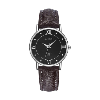 YAZOLE 279 Business Casual Analog Quartz Couple Watch, White Tray Black Belt Small, White Tray White Belt Small, White Tray Brown Belt Small, Black Tray Brown Belt Small, Black Tray Black Belt Small, White Tray Black Belt Large                         ...