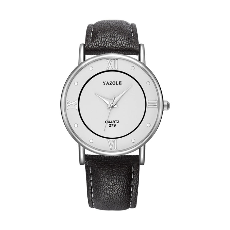YAZOLE 279 Business Casual Analog Quartz Couple Watch, White Tray Black Belt Small, White Tray White Belt Small, White Tray Brown Belt Small, Black Tray Brown Belt Small, Black Tray Black Belt Small, White Tray Black Belt Large                         ...