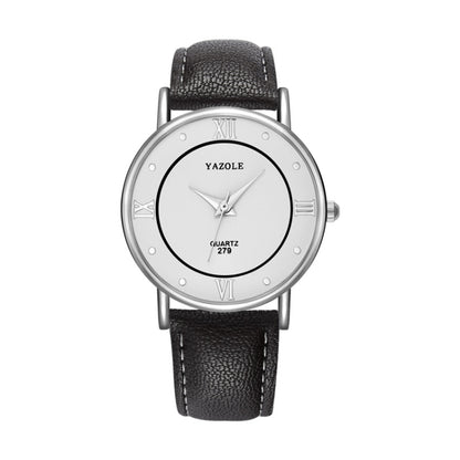 YAZOLE 279 Business Casual Analog Quartz Couple Watch, White Tray Black Belt Small, White Tray White Belt Small, White Tray Brown Belt Small, Black Tray Brown Belt Small, Black Tray Black Belt Small, White Tray Black Belt Large                         ...