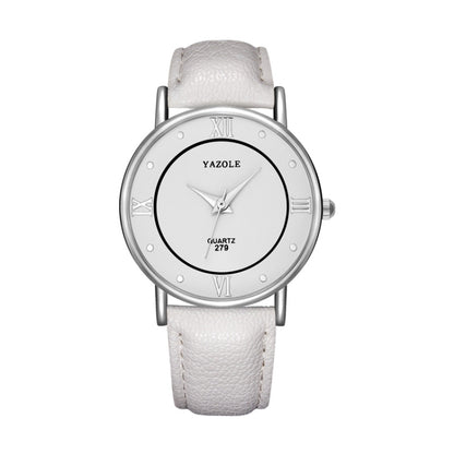 YAZOLE 279 Business Casual Analog Quartz Couple Watch, White Tray Black Belt Small, White Tray White Belt Small, White Tray Brown Belt Small, Black Tray Brown Belt Small, Black Tray Black Belt Small, White Tray Black Belt Large                         ...
