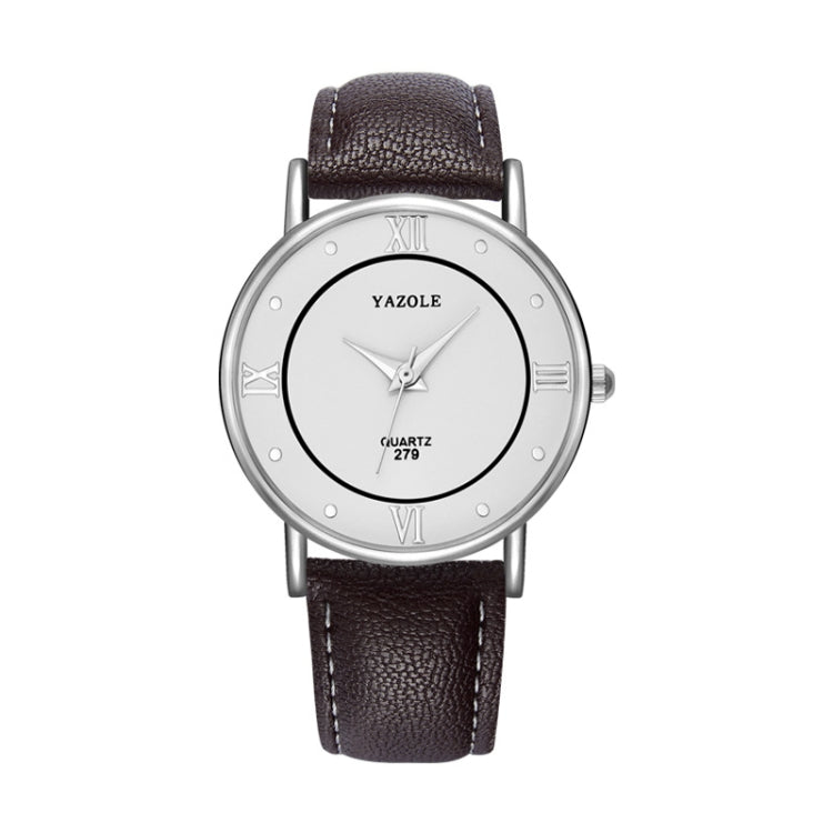 YAZOLE 279 Business Casual Analog Quartz Couple Watch, White Tray Black Belt Small, White Tray White Belt Small, White Tray Brown Belt Small, Black Tray Brown Belt Small, Black Tray Black Belt Small, White Tray Black Belt Large                         ...
