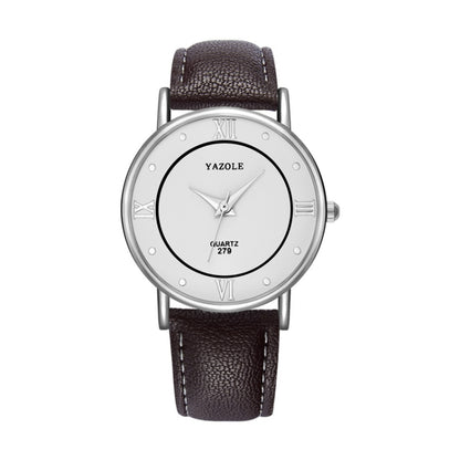 YAZOLE 279 Business Casual Analog Quartz Couple Watch, White Tray Black Belt Small, White Tray White Belt Small, White Tray Brown Belt Small, Black Tray Brown Belt Small, Black Tray Black Belt Small, White Tray Black Belt Large                         ...