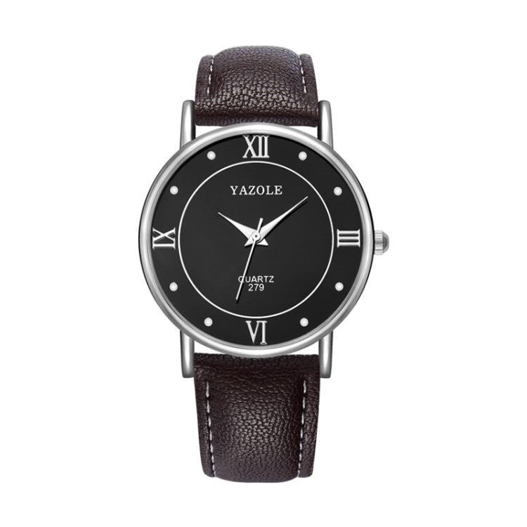 YAZOLE 279 Business Casual Analog Quartz Couple Watch, White Tray Black Belt Small, White Tray White Belt Small, White Tray Brown Belt Small, Black Tray Brown Belt Small, Black Tray Black Belt Small, White Tray Black Belt Large                         ...