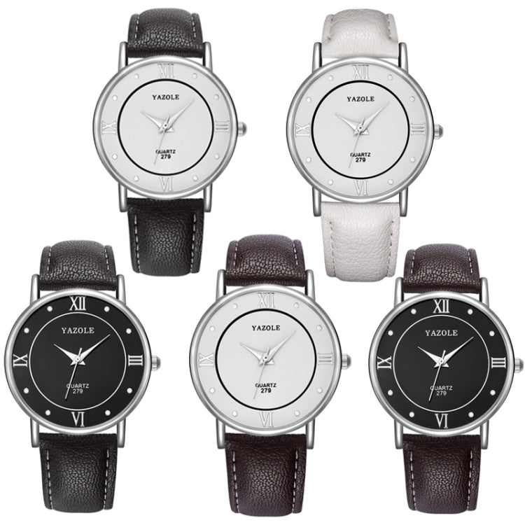 YAZOLE 279 Business Casual Analog Quartz Couple Watch, White Tray Black Belt Small, White Tray White Belt Small, White Tray Brown Belt Small, Black Tray Brown Belt Small, Black Tray Black Belt Small, White Tray Black Belt Large                         ...