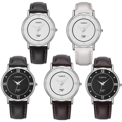 YAZOLE 279 Business Casual Analog Quartz Couple Watch, White Tray Black Belt Small, White Tray White Belt Small, White Tray Brown Belt Small, Black Tray Brown Belt Small, Black Tray Black Belt Small, White Tray Black Belt Large                         ...